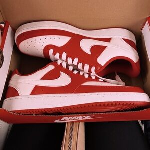 Nike Red and White Sneakers Classic Design